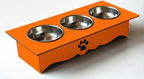 Triple Cat Bowl Stand with Stainless Steel Bowls – Modern Raised Pet Feeder