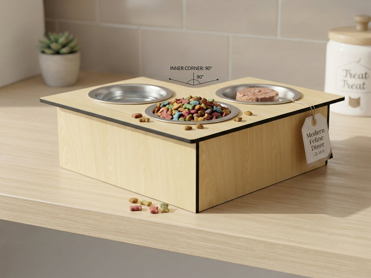 Triple Bowl Pet Feeder Station