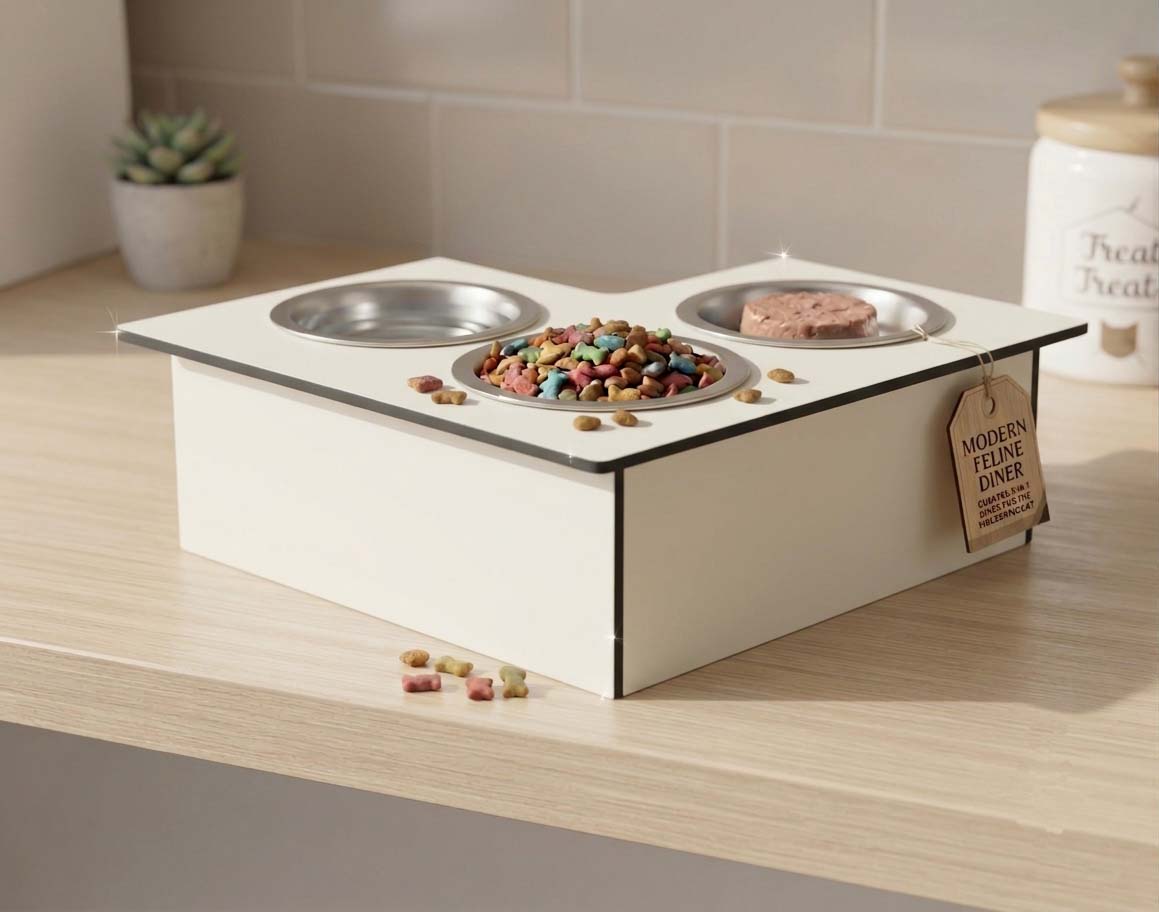 Triple Bowl Pet Feeder Station