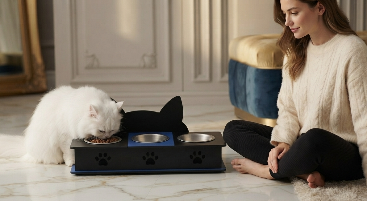 3 Bowl Cat Feeder Bowl Stand in Pakistan
