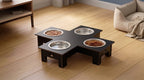 Cross 4 Bowl Wooden Pet Feeder Stand