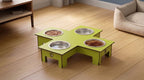 Cross 4 Bowl Wooden Pet Feeder Stand
