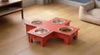Cross 4 Bowl Wooden Pet Feeder Stand