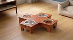 Cross 4 Bowl Wooden Pet Feeder Stand