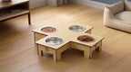 Cross 4 Bowl Wooden Pet Feeder Stand