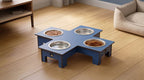 Cross 4 Bowl Wooden Pet Feeder Stand