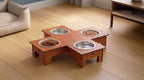 Cross 4 Bowl Wooden Pet Feeder Stand