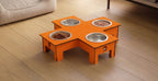 Cross 4 Bowl Wooden Pet Feeder Stand