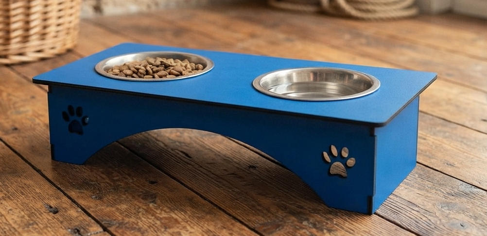 Premium Wooden Cat Bowl Stand