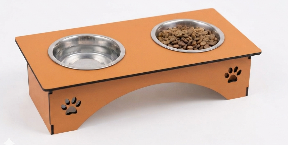 Premium Wooden Cat Bowl Stand