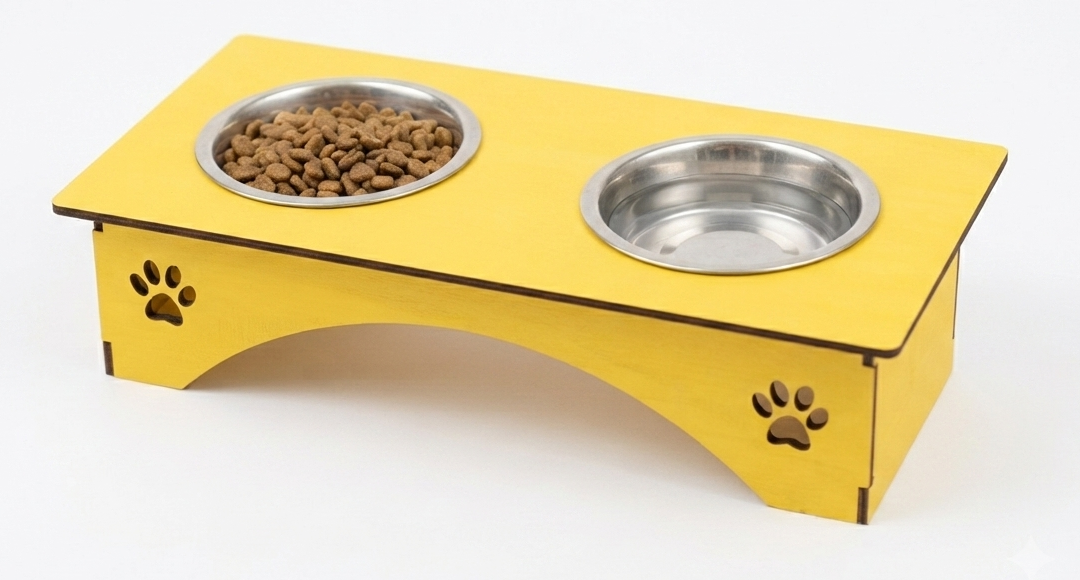 Premium Wooden Cat Bowl Stand