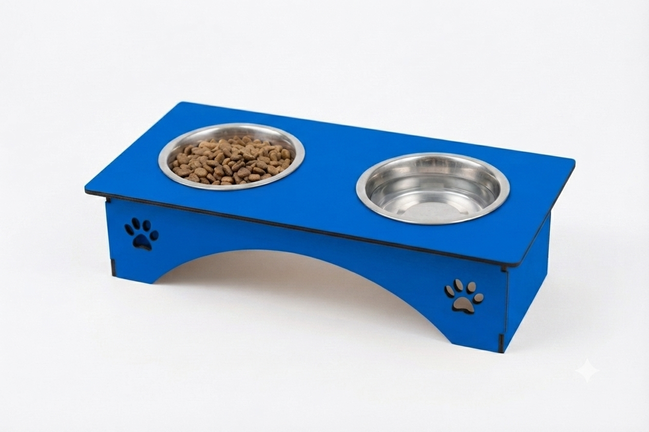 Premium Wooden Cat Bowl Stand