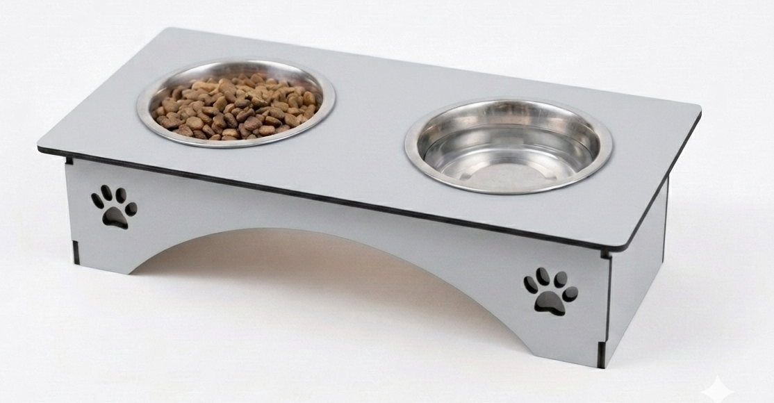 Premium Wooden Cat Bowl Stand
