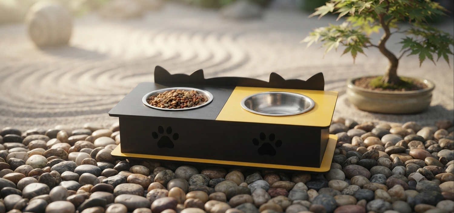 Double Cat Ears Design Pet Bowl Stands