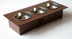 Triple Cat Bowl Stand with Stainless Steel Bowls – Modern Raised Pet Feeder