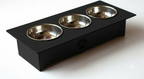 Triple Cat Bowl Stand with Stainless Steel Bowls – Modern Raised Pet Feeder