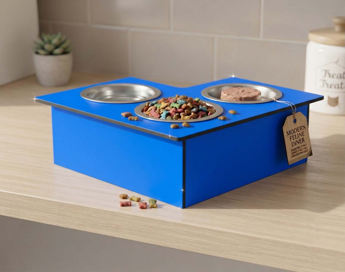 Triple Bowl Pet Feeder Station