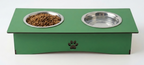 Premium Wooden Double Bowl Cat Feeder Stand with Stainless Steel Bowls