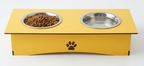 Premium Wooden Double Bowl Cat Feeder Stand with Stainless Steel Bowls