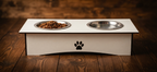 Premium Wooden Double Bowl Cat Feeder Stand with Stainless Steel Bowls