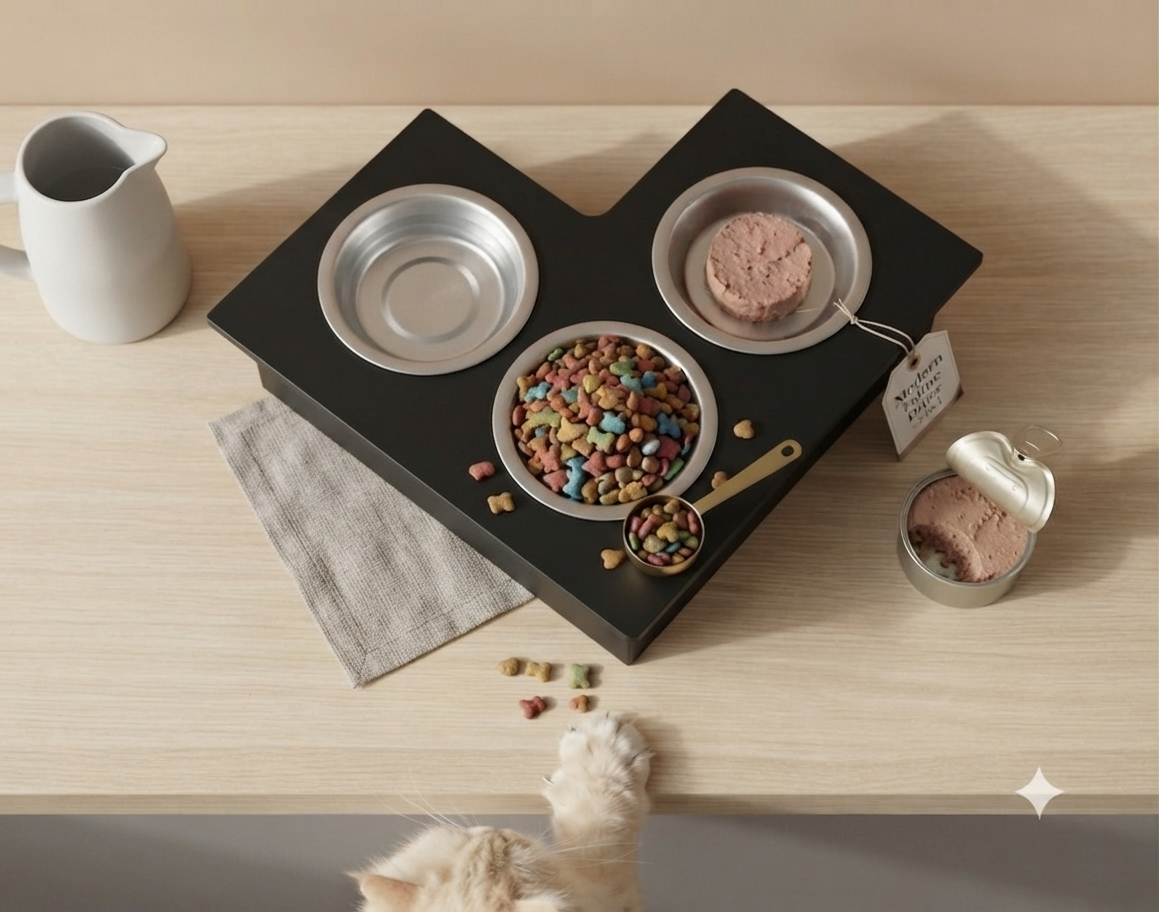 Triple Bowl Pet Feeder Station
