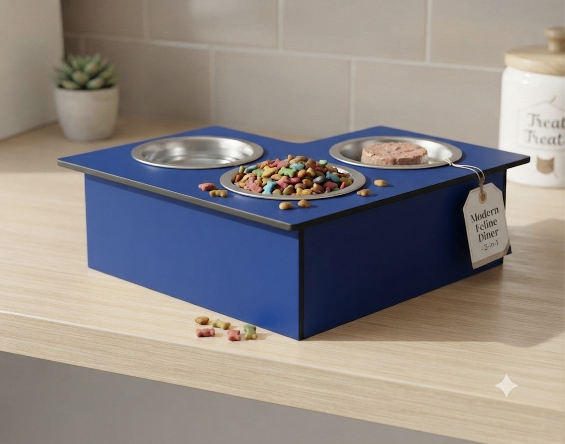 Triple Bowl Pet Feeder Station