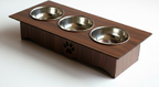 Triple Cat Bowl Stand with Stainless Steel Bowls – Modern Raised Pet Feeder