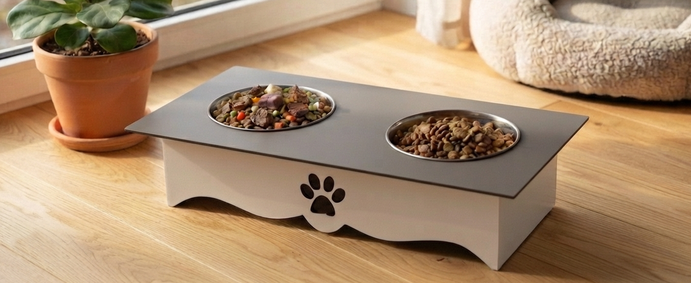 Two-Tone Wooden Pet Food Stands