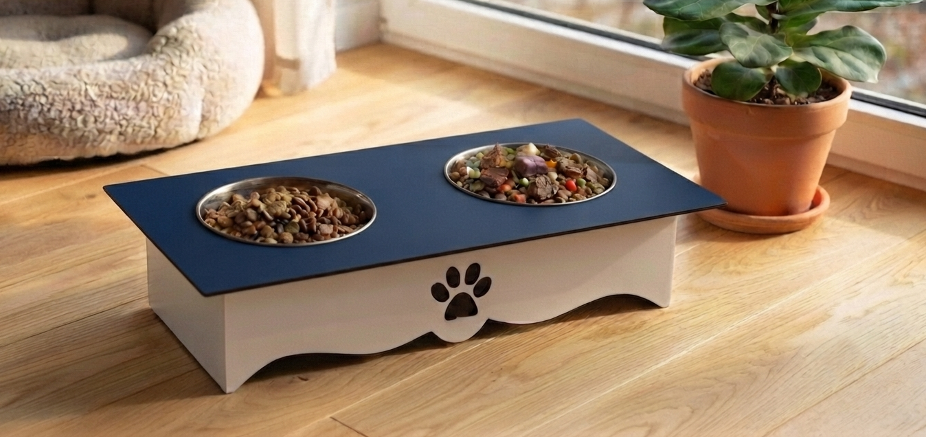 Two-Tone Wooden Pet Food Stands