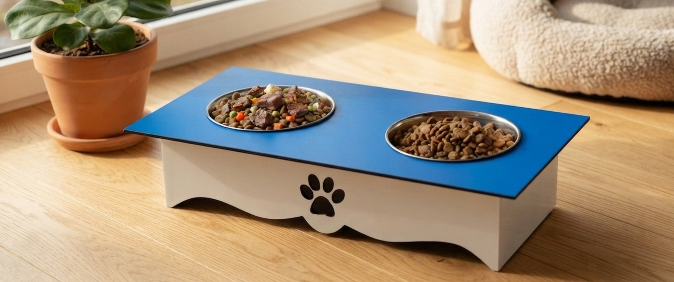 Two-Tone Wooden Pet Food Stands