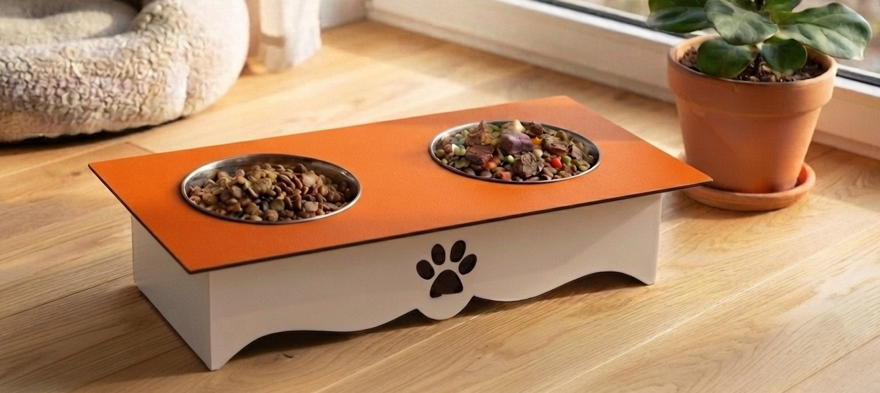 Two-Tone Wooden Pet Food Stands