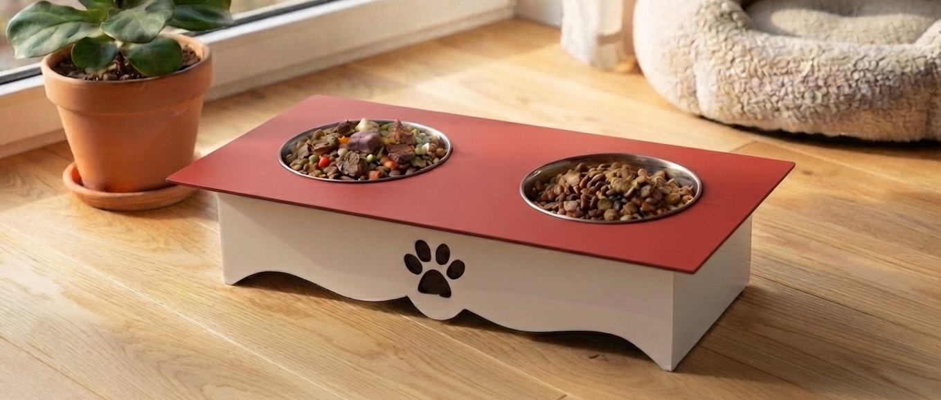 Two-Tone Wooden Pet Food Stands