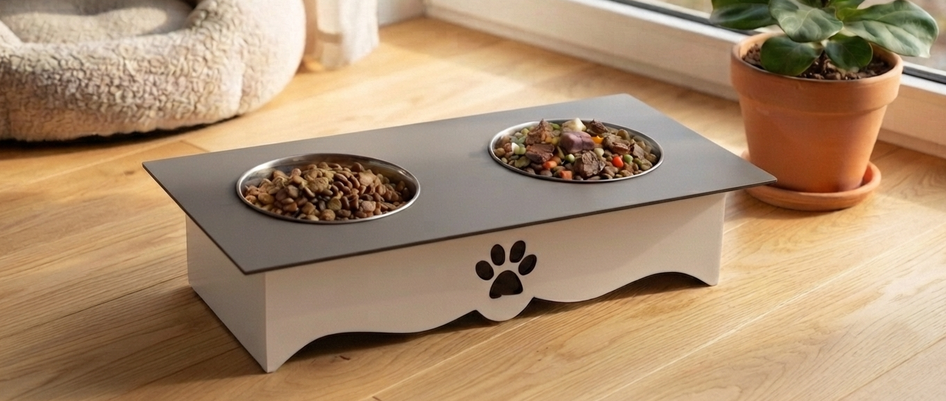 Two-Tone Wooden Pet Food Stands
