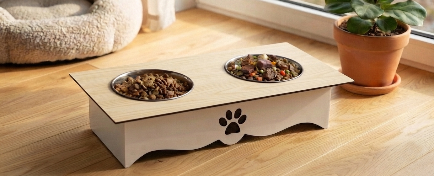 Two-Tone Wooden Pet Food Stands