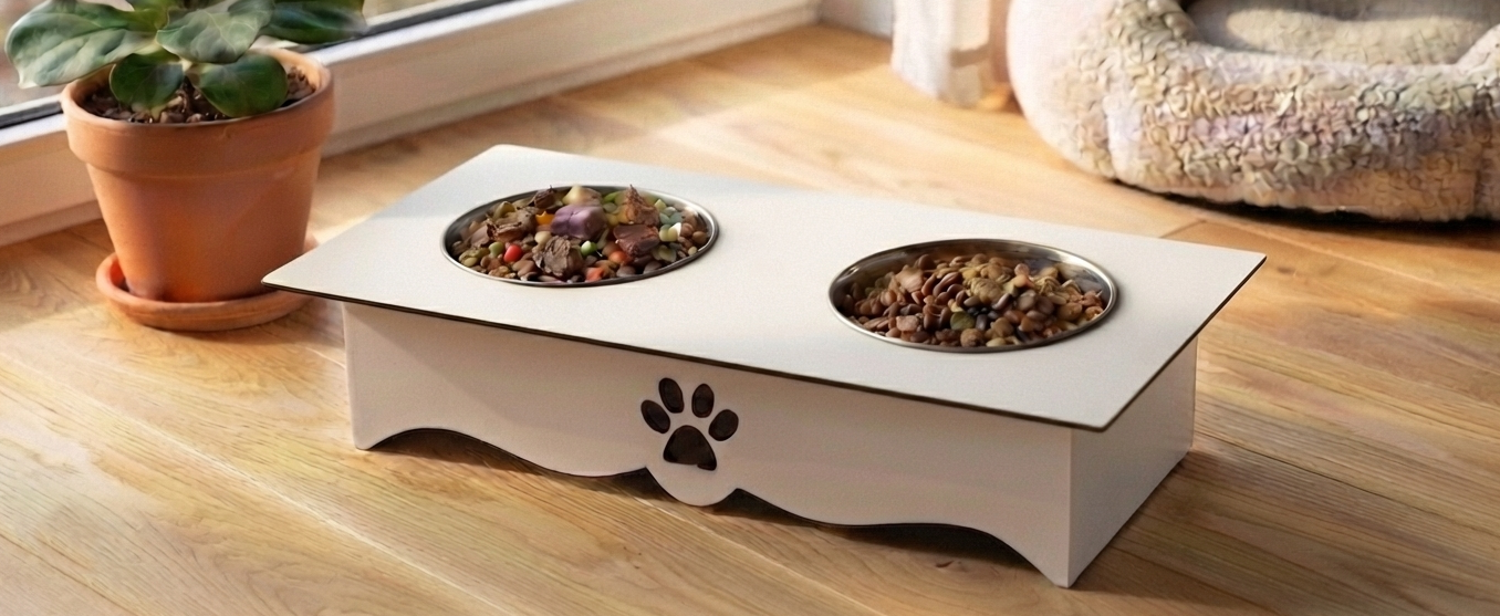 Two-Tone Wooden Pet Food Stands