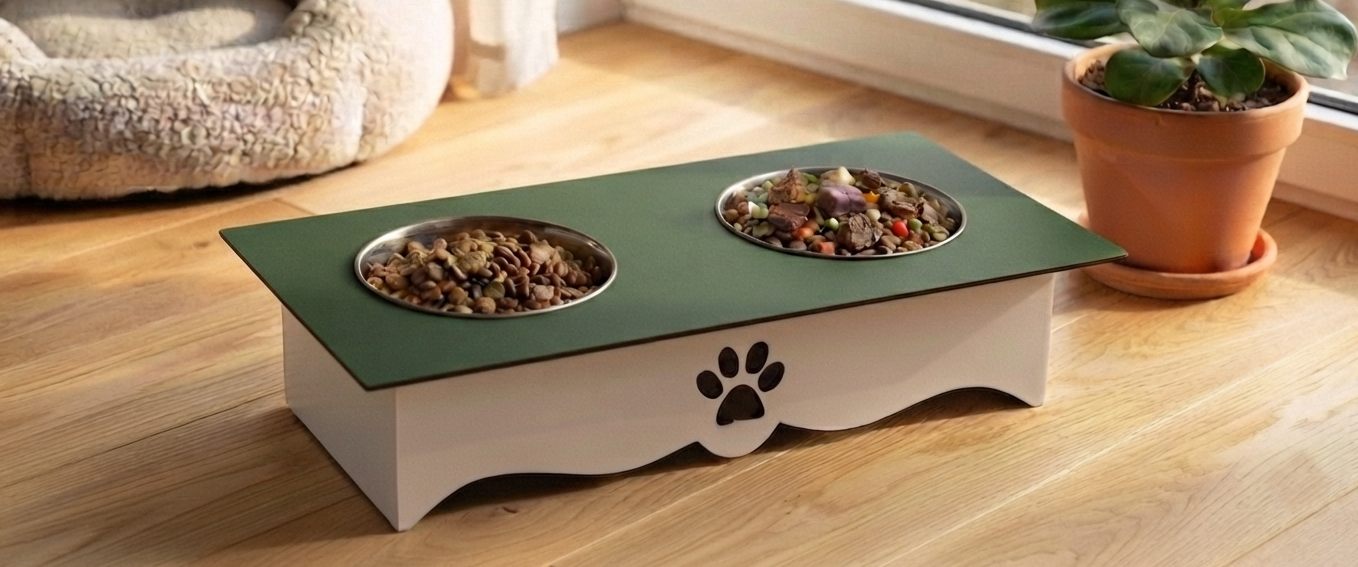 Two-Tone Wooden Pet Food Stands