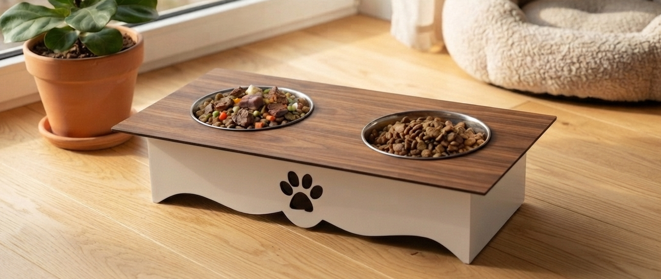 Two-Tone Wooden Pet Food Stands