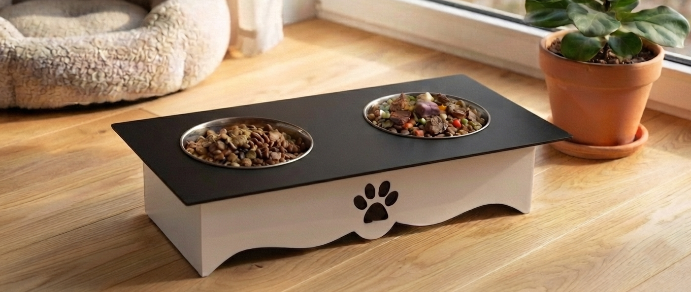 Two-Tone Wooden Pet Food Stands