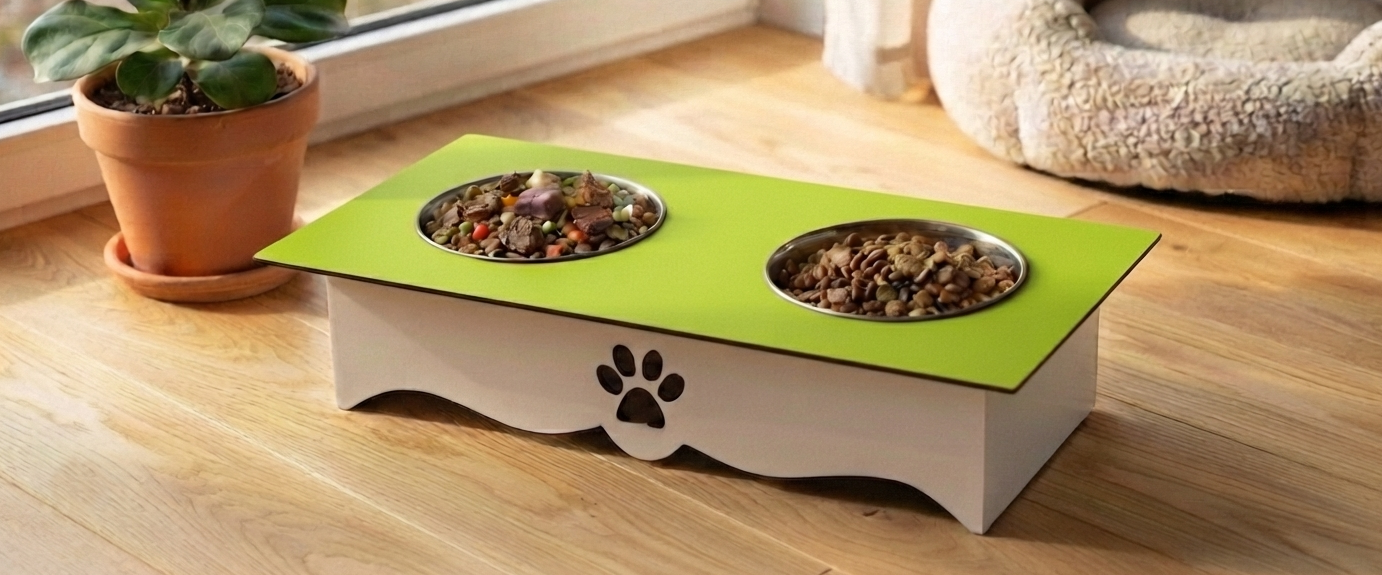Two-Tone Wooden Pet Food Stands