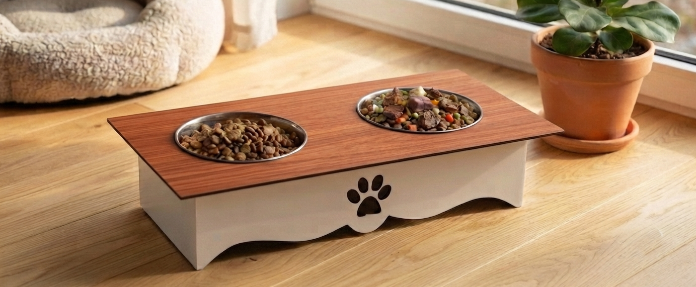 Two-Tone Wooden Pet Food Stands