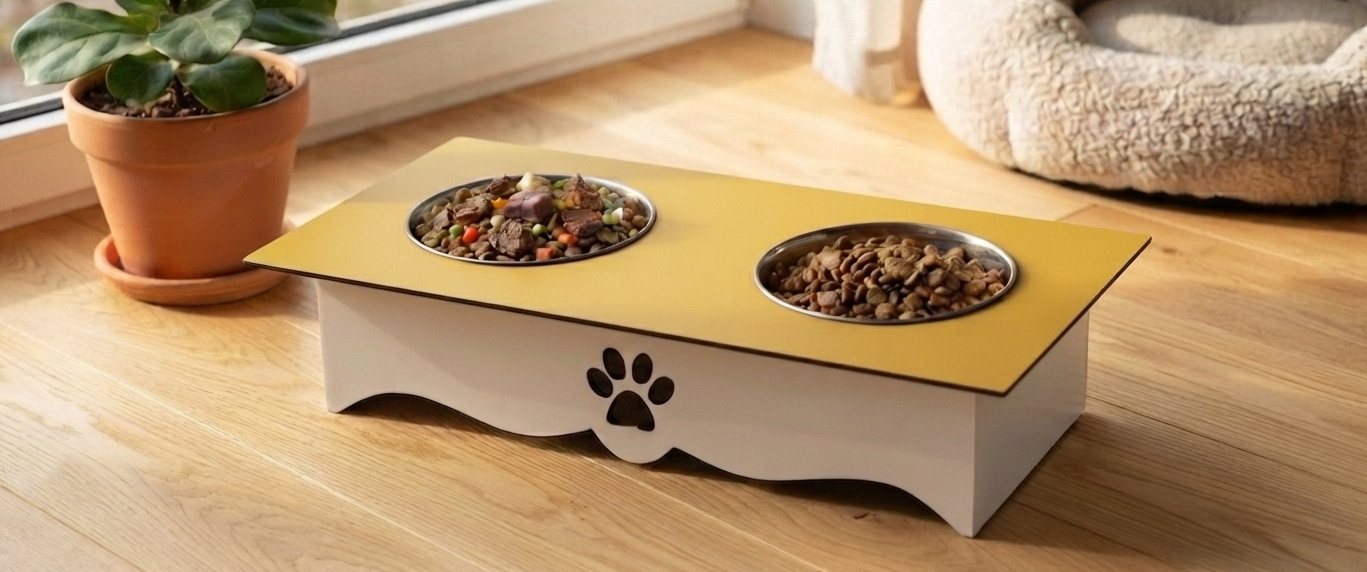 Two-Tone Wooden Pet Food Stands