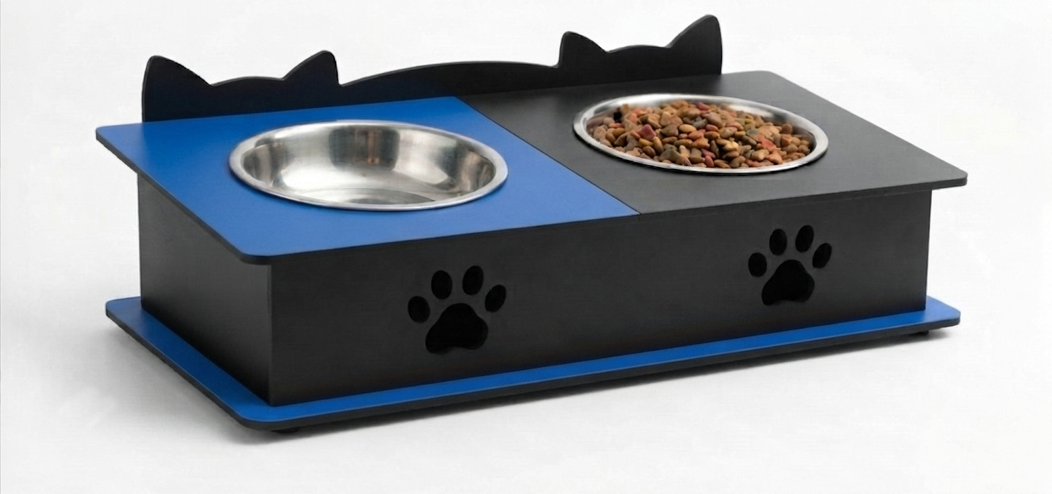 Double Cat Ears Design Pet Bowl Stands