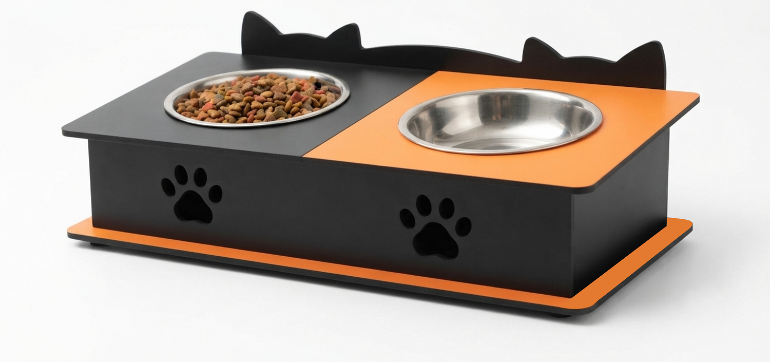 Double Cat Ears Design Pet Bowl Stands