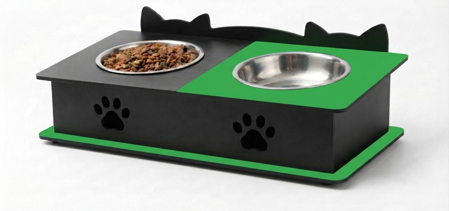 Double Cat Ears Design Pet Bowl Stands