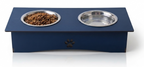 Premium Wooden Double Bowl Cat Feeder Stand with Stainless Steel Bowls