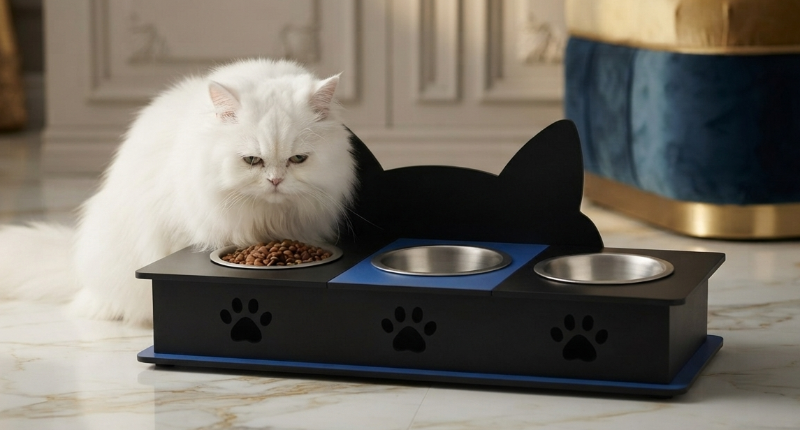 3 Bowl Cat Feeder Bowl Stand in Pakistan