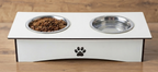 Premium Wooden Double Bowl Cat Feeder Stand with Stainless Steel Bowls